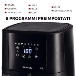 Ariete 4626 Airy Fryer 6L, Friggitrice Ad Aria, 1300 W, Capacità 6L, Capacità Di Cottura 2,5kg, 8 Programmi Preimpostati, -Bestes Kleingeräte Geschäft ariete 4626 airy fryer 6l friggitrice ad aria 1300 w capacita 6l capacita di cottura 25kg 8 programmi preimpostati temperatura f 2